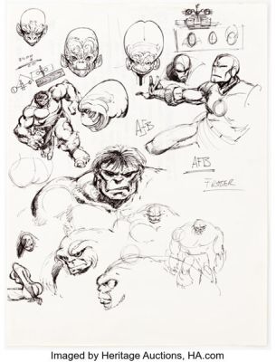 John Byrne - Hulk / Iron Man Sketchbook Page Original Art (c. 1979). | Heritage
