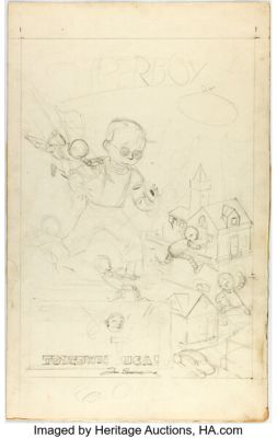 Joe Shuster Adventure Comics #104 Superboy Story Page 1 Rough Preliminary Original Art (DC, 1946). | Heritage