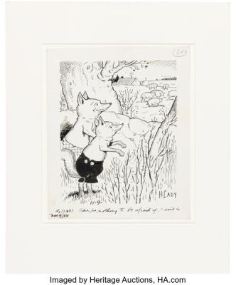 Harrison Cady Burgess Bedtime Story #13687 Peter Rabbit Daily Column Illustration Original Art dated 11-9-55 (New York Herald Tribune, 1955).