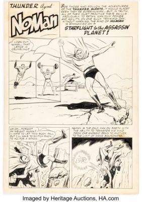 Ogden Whitney T.H.U.N.D.E.R. Agents #15 NoMan Story Page 1 Original Art (Tower, 1967). | Heritage