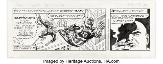 Larry Lieber and Alex Saviuk The Amazing Spider-Man Daily Comic Strip Original Art dated 2-11-13 (King Features Syndicate, 2013). | Heritage
