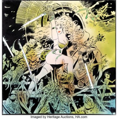 Frank Thorne Ghita of Alizarr Vol. 2: The Thousand Wizards of Urd Cover Re-Creation Painting Original Art (2014). | Heritage