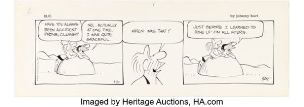 Johnny Hart B.C. Daily Comic Strip Original Art dated 3-20-73 (Field Enterprises, 1973). | Heritage
