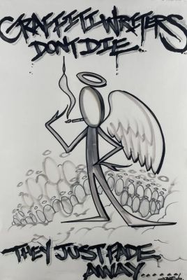 Kaves (1969) - Grafiti... | Lot 33 - KAVES (1969) - Grafiti Writers Never Die, Encre, feutre/papier 70x49... | misc / divers