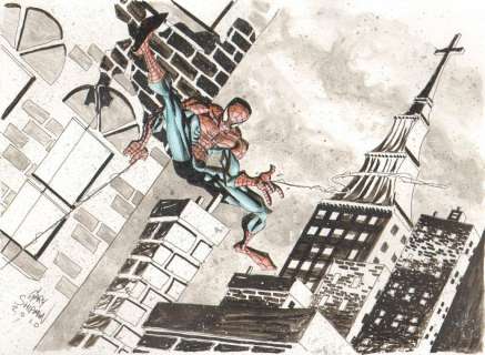 Gary Shipman - spider-man web-slinging in snow - 2010 signed