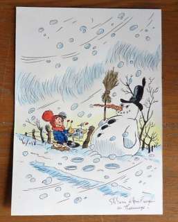 Stibane - Dessin original couleur - Le Petit Noël - Hommage Ã  Franquin | Catawiki