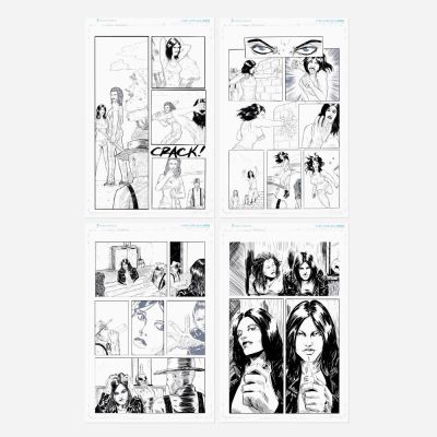 Lot 152 - Joseph Schmalke, Cherry Blackbird #1 Story Pages 19, 20, 21, and 22 Artist Proofs (Scout Comics, 2021) | Landry Pop Auctions