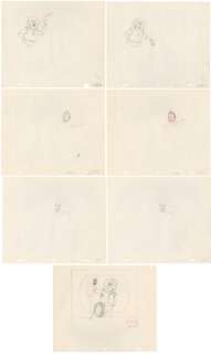 Tintin - 7 x croquis préparatoire film dÂ´animation - On a marché sur la lune - Haddock, Tintin et Milou (1962) | Catawiki