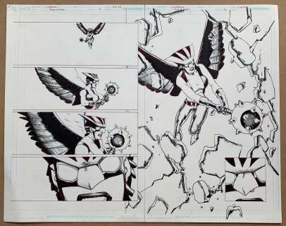 HAWKGIRL #56 (2006) - ORIGINAL ARTWORK - HOWARD CHAYKIN - Pages 2 & 3 (DC / Vertigo 2006) - Hawkgirl | Excalibur Auctions