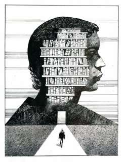 Sergio Toppi - Illustrazione Originale "La Biblioteca della Mente" - Loose page | Catawiki