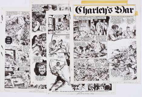  - Charley‘s War: 4 original artworks by Joe Colquhoun, written by Pat Mills, from Battle-Action 292 (