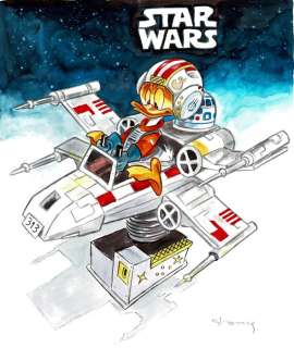 Donald Duck inspired by Star Wars - Original Painting - Tony Fernandez - Acrylic Art | Catawiki