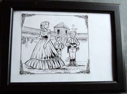 Lambil | Les Tuniques Bleues  - Original drawing in Indian ink  - Mariage Ã  Fort Bow  - (2005) | Catawiki