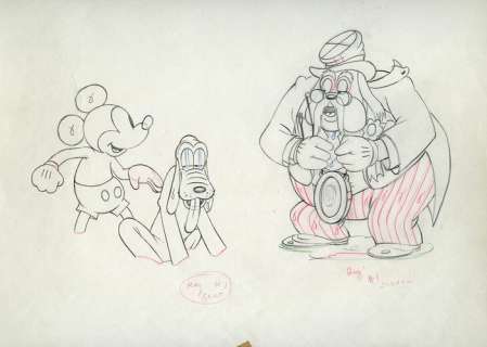 Walt Disney - Mickey and Pluto - The Society Dog Show - Original Drawing unique (1939) | Catawiki