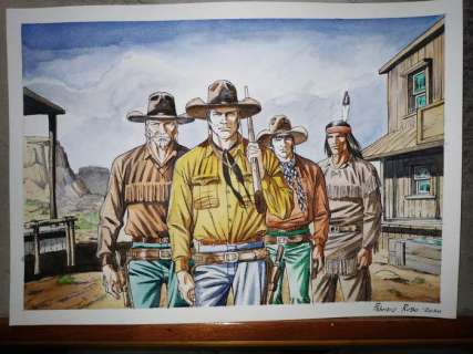 Tex - illustrazione originale inedita a colori - Loose page | Catawiki