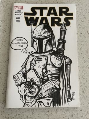 STAR WARS #1 Variant BLANK SKETCH COVER ORIGINAL ART Sweet Boba Fett | eBay US (Buy It Now)