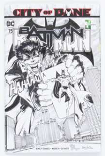 Tone Rodriguez Batman #75 Sketch Cover Variant Original Art (DC, 2019) CGC Signature Series NM+ 9.6 White pages. -