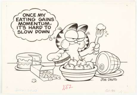 Davis, Jim | Jim Davis Garfield’s Eating Momentum Illustration Original Art (c1980s).... | Heritage
