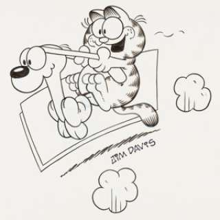 Davis, Jim | Jim Davis - Garfield and Odie Illustration Original Art (c.1980s).... | Heritage