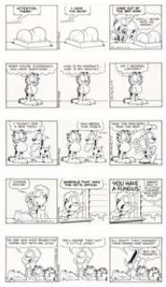 Davis, Jim | Jim Davis Garfield Consecutive Daily Comic Strip Original Art Group of 6 (PAWS, 2000).... (Total: 6 Original Art) | Heritage