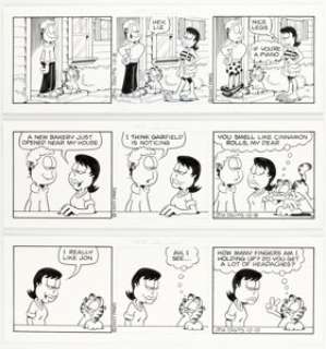 Davis, Jim | Jim Davis Garfield Consecutive Daily Comic Strip Original Art Group of 3 (PAWS, 2007).... (Total: 3 Original Art) | Heritage