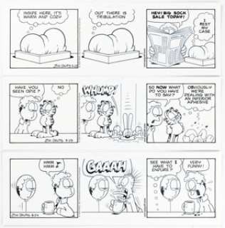Davis, Jim | Jim Davis Garfield Consecutive Daily Comic Strip Original Art Group of 6 (PAWS, 1999).... (Total: 6 Original Art) | Heritage