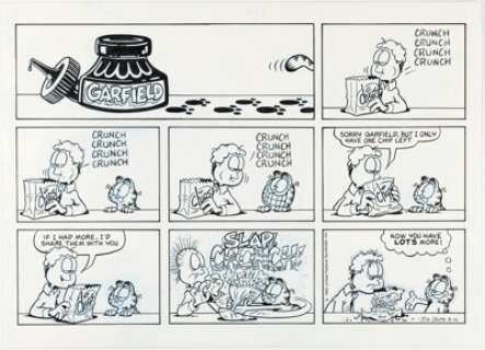 Jim Davis Garfield Sunday Comic Strip Original Art dated 3-14-93 (United Feature Syndicate, 1993). | Heritage