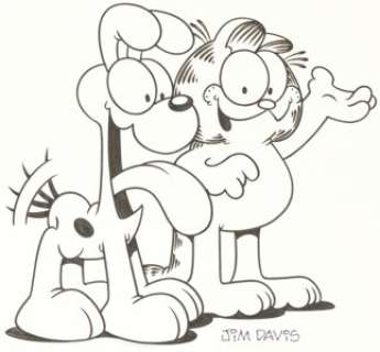 Jim Davis Studio - Garfield and Odie Illustration Original Art (c. 1980s). | Heritage