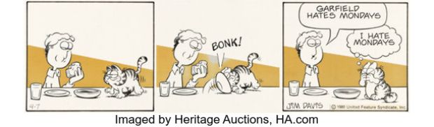 Jim Davis Garfield Daily Comic Strip Original Art dated 4-7-80 (United Feature Syndicate, 1980). | Heritage
