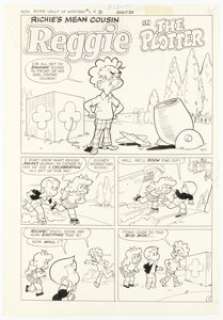 Ben Brown (attributed) Richie Rich Vault of Mystery #1 "The Plotter" Reggie Complete 5-Page Story Original Art (Harvey, 1974). (Total: 5 Original Art) | Heritage