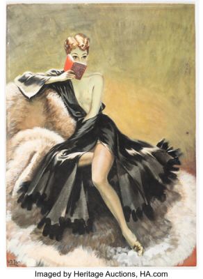 David Wright - Woman Reading Painting Original Art (c. 1940s). | Heritage