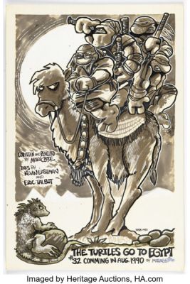 Mark Bodé Teenage Mutant Ninja Turtles #29 "The Turtles Go To Egypt" Promotional Illustration Original Art (Mirage, 1990). | Heritage