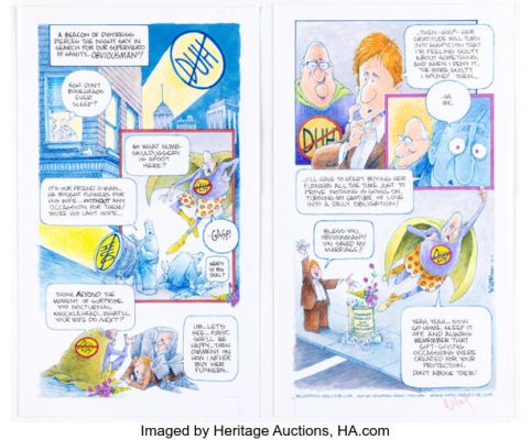 Wiley Miller Non Sequitur Sunday Comic Strip Original Art dated 10-7-01 Group of 2 (Universal Press Syndicate, 2001). (Total: 2 Original Art) | Heritage