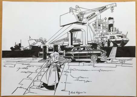 Franka - Originele inkttekening: Vrij werk: Buick Roadmaster - (2020) | Catawiki