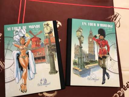 Félix Meynet - Deux portfolios Bédécouverte + dédicace - "Un tour d’horloge + Un tour du monde" - Hardcover - First edition - (2018) | Catawiki