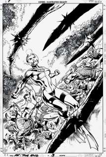 Alan Davis Mark Farmer - fantastic four: the end #3 cover (invisible woman & namor battling attuma) 2006