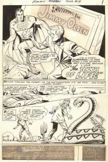 Pete Costanza - jimmy olsen #118 p 1 splash (superman flies off the actual artist drawn comic art board! ) 1968