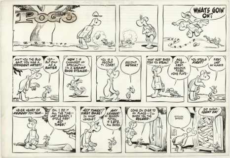 155: Kelly Pogo Sunday 3/24/63 original comic art | Russ Cochran