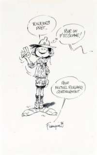 Franquin, André | GASTON LAGAFFE Encre de chine pour une superbe illustration | Coutau Bégarie