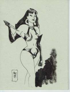J. Bernet - illustrazione originale "Vampirella" con illustrazione anche su retro - double original illustration | Catawiki