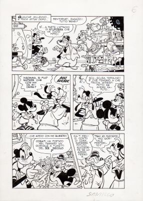 Roberto Santillo | Topolino all’inseguimento dell’anacronismo multiuso p.6 (Topolino n.1860 del 1991) | Tavole Originali