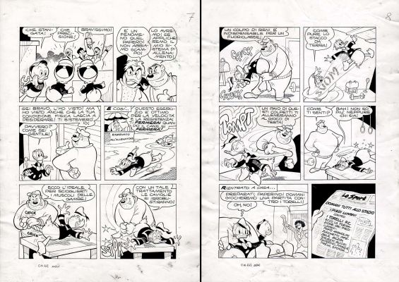 Romano Scarpa | Paperino ai Mondiali di Calcio p.7-8 (Classici di Walt Disney n.54, 1974) | Tavole Originali