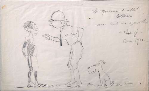 Hergé | Tintin, illustration Ã  la mine de plomb représen… | Banque Dessinée