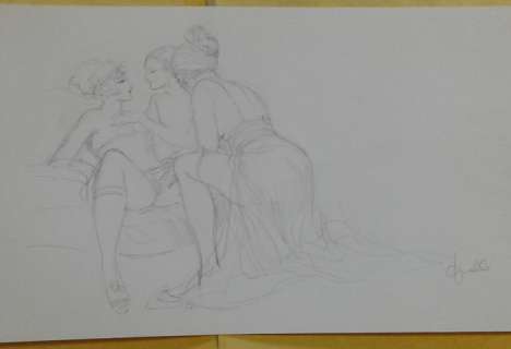 Leone Frollo | Leone Frollo - original illustration "Le amiche intime" firmata - Page volante - Exemplaire unique | Catawiki