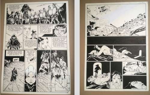 Jung | Jung - 2x Planche originale - La Jeune fille et le vent - (années 1990) | Catawiki