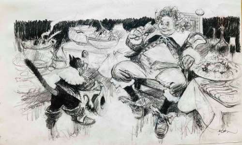 Follet, René | Follet, René - Dessin original - Le Chat Botté - (2013) | Catawiki