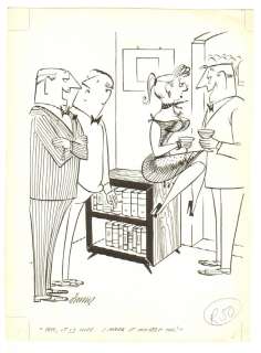 Bo Brown - High Beam Babe At Cocktail Party Humorama Gag - 1956 Signed