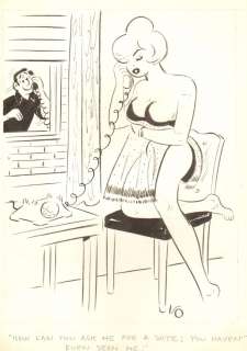 Lowell Hoppes - Sexy telephone babe peeping tom gag - humorama 1964