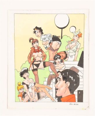 Dick Matena « Week-end à Sodome », dessin érotique original 2 | Comic Art Masters