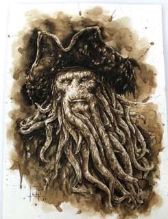 Juapi Coffee Artist | Original Coffee Painting - DAVY JONES (Pirates of the caribbean) (2021) | Catawiki